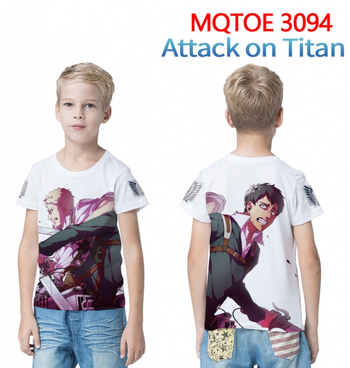 Shingeki no Kyojin full-color printed short-sleeved T-shirt 60 80 100 120 140 160 6 sizes for children MQTOE-3094