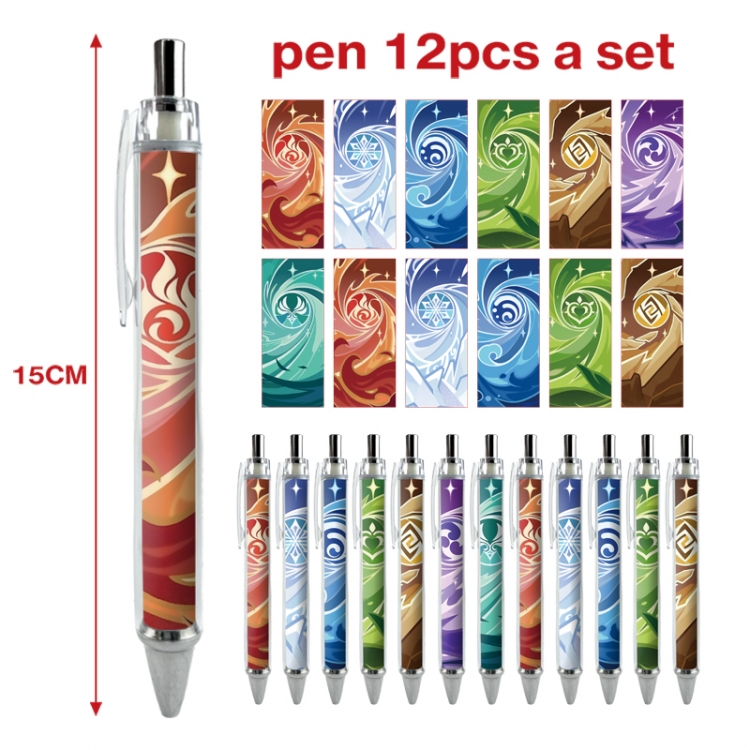 Genshin Impact anime peripheral student ballpoint pen a set of 12