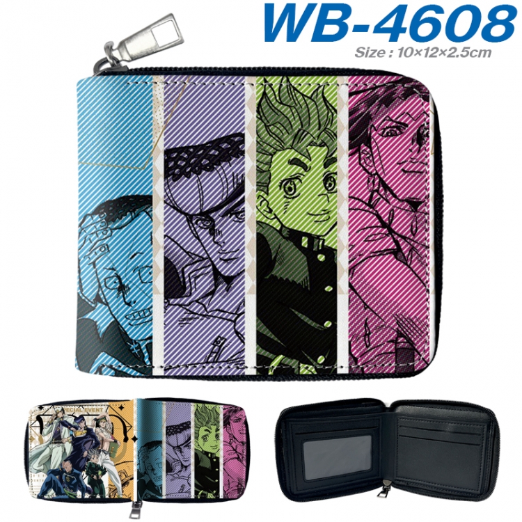 JoJos Bizarre Adventure Anime color short full zip folding wallet 10x12x2.5cm WB-4608A