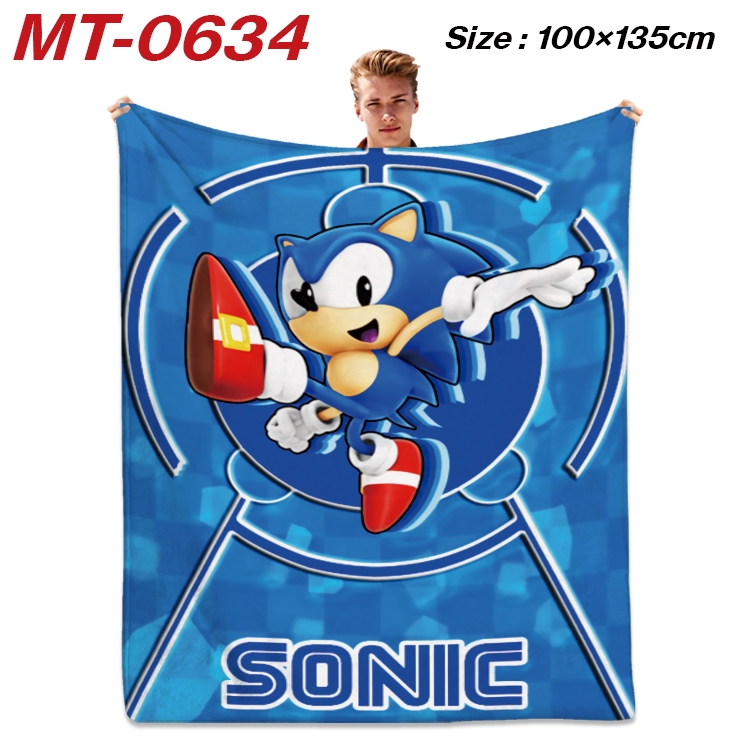 Sonic The Hedgehog  Anime flannel blanket air conditioner quilt double-sided printing 100x135cm MT-0634