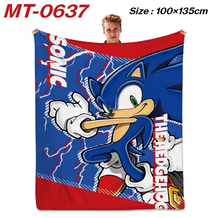 Sonic The Hedgehog  Anime flannel blanket air conditioner quilt double-sided printing 100x135cm MT-0637