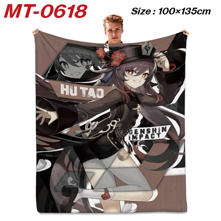 Genshin Impact  Anime flannel blanket air conditioner quilt double-sided printing 100x135cm MT-0618