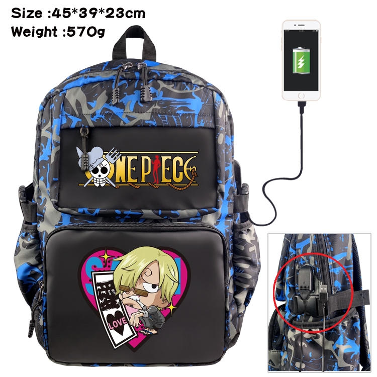 One Piece Anime waterproof nylon camouflage backpack School Bag 45X39X23CM