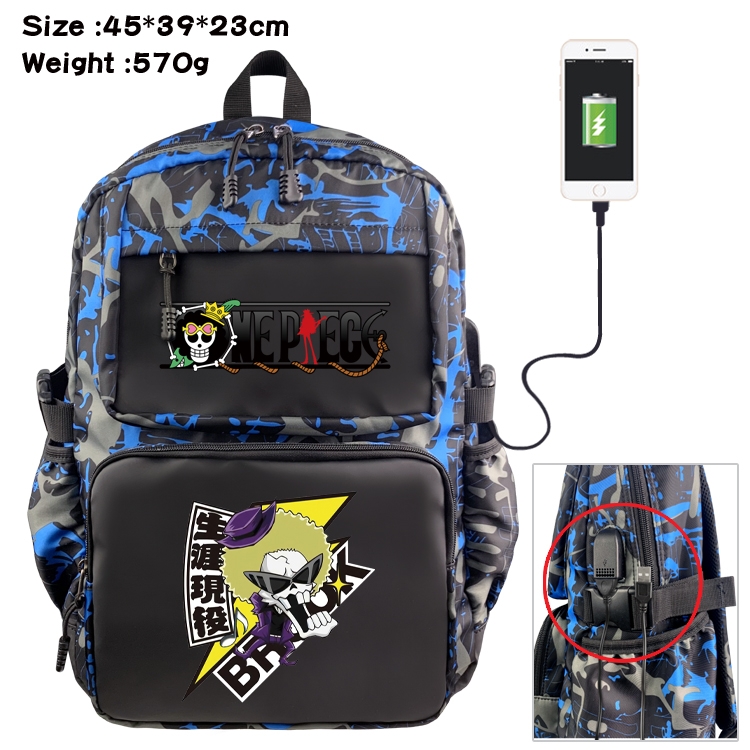 One Piece Anime waterproof nylon camouflage backpack School Bag 45X39X23CM