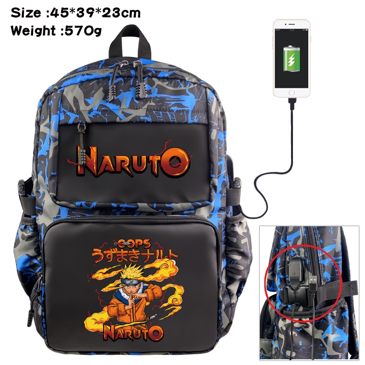 Naruto Anime waterproof nylon camouflage backpack School Bag 45X39X23CM