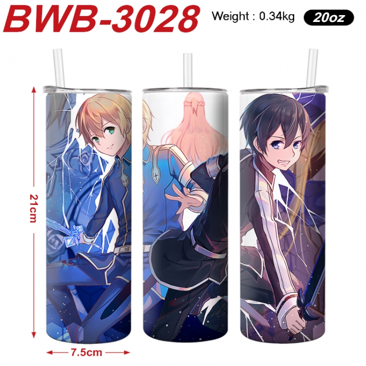 Sword Art Online Anime printing insulation cup straw cup 21X7.5CM BWB-3028A