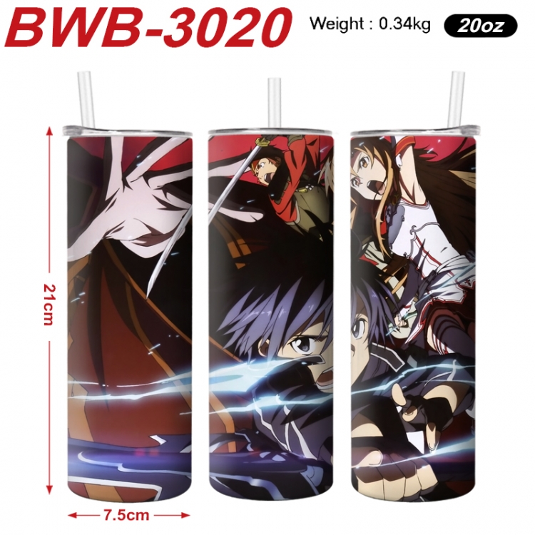 Sword Art Online Anime printing insulation cup straw cup 21X7.5CM BWB-3020A