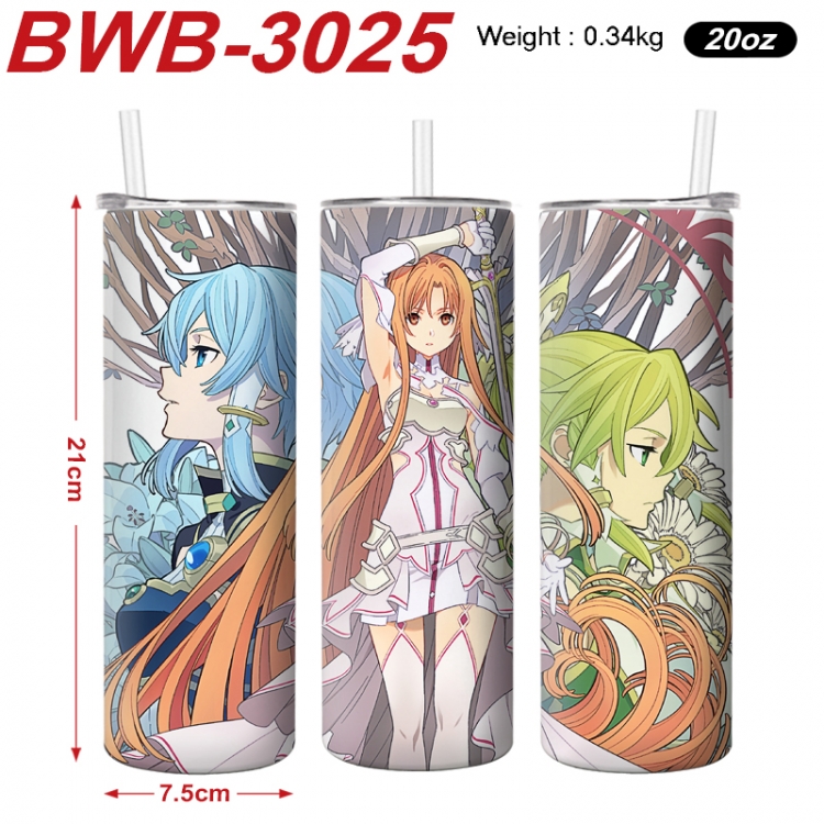 Sword Art Online Anime printing insulation cup straw cup 21X7.5CM BWB-3025A