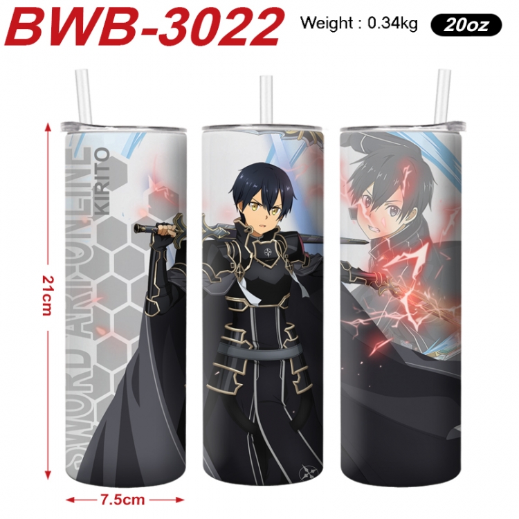 Sword Art Online Anime printing insulation cup straw cup 21X7.5CM BWB-3022A