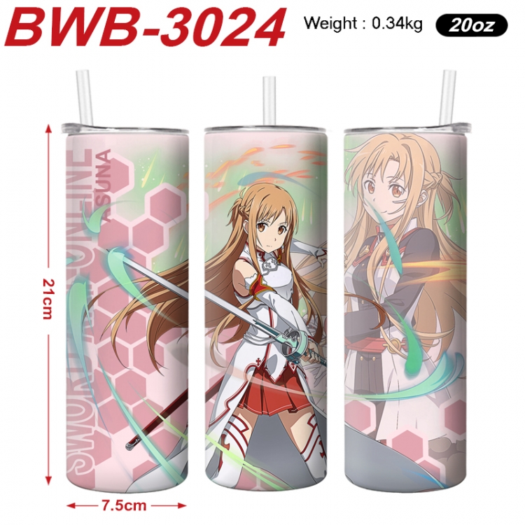 Sword Art Online Anime printing insulation cup straw cup 21X7.5CM BWB-3024A