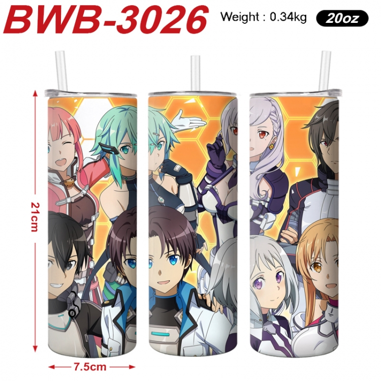 Sword Art Online Anime printing insulation cup straw cup 21X7.5CM BWB-3026A