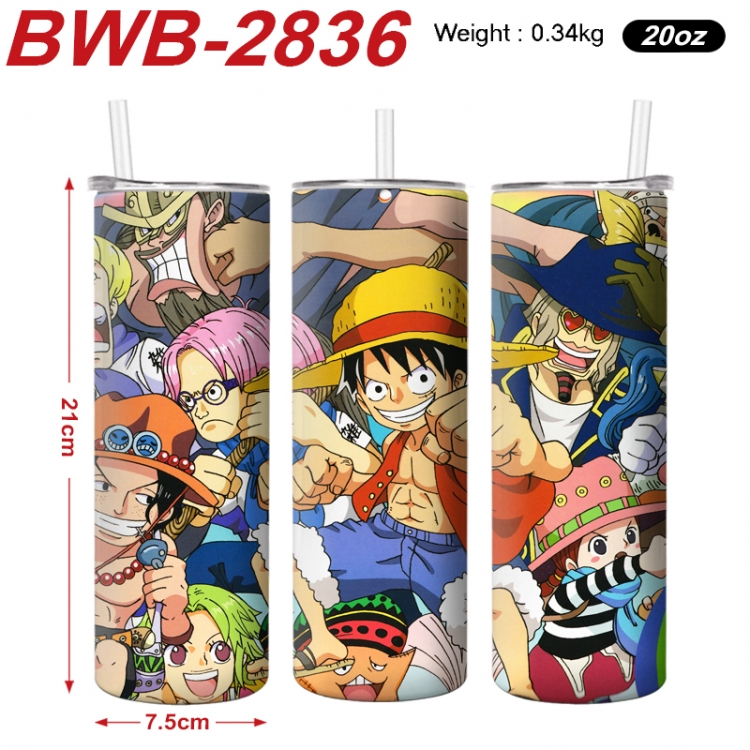 One Piece Anime printing insulation cup straw cup 21X7.5CM BWB-2836A
