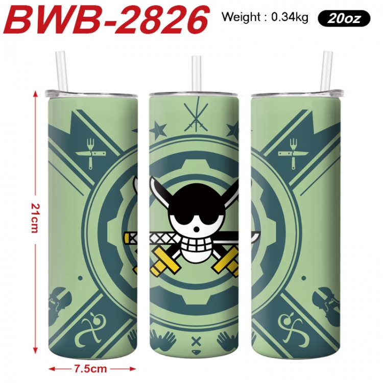 One Piece Anime printing insulation cup straw cup 21X7.5CM BWB-2826A