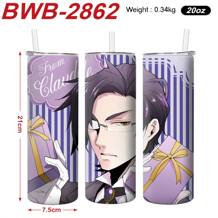 Kuroshitsuji Anime printing insulation cup straw cup 21X7.5CM BWB-2862A