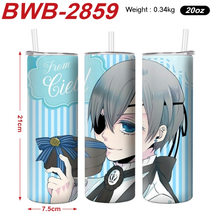 Kuroshitsuji Anime printing insulation cup straw cup 21X7.5CM BWB-2859A