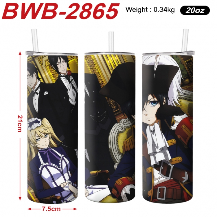 Kuroshitsuji Anime printing insulation cup straw cup 21X7.5CM BWB-2865A