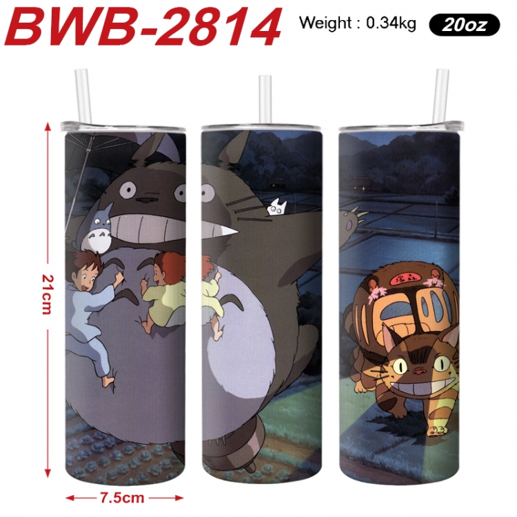 TOTORO Anime printing insulation cup straw cup 21X7.5CM BWB-2814A