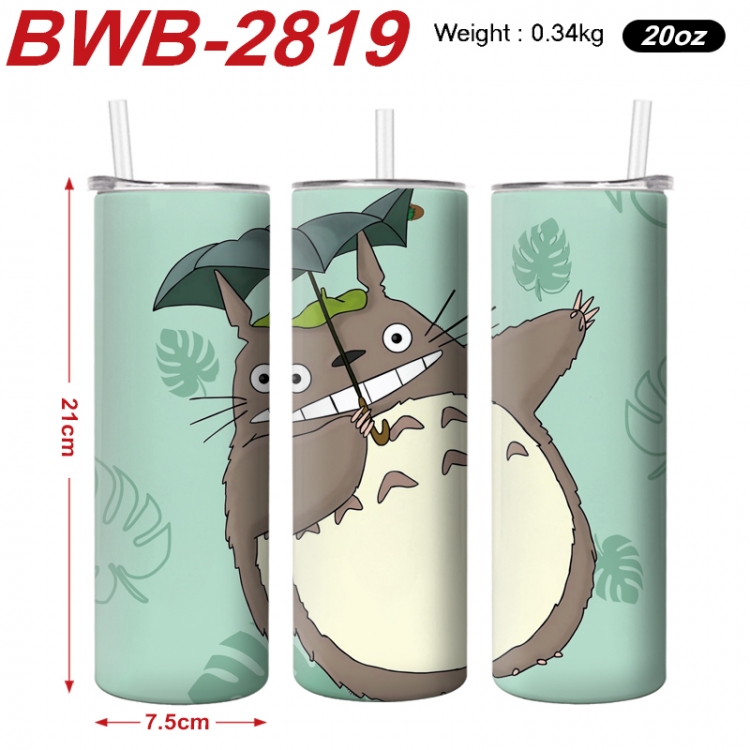TOTORO Anime printing insulation cup straw cup 21X7.5CM BWB-2819A