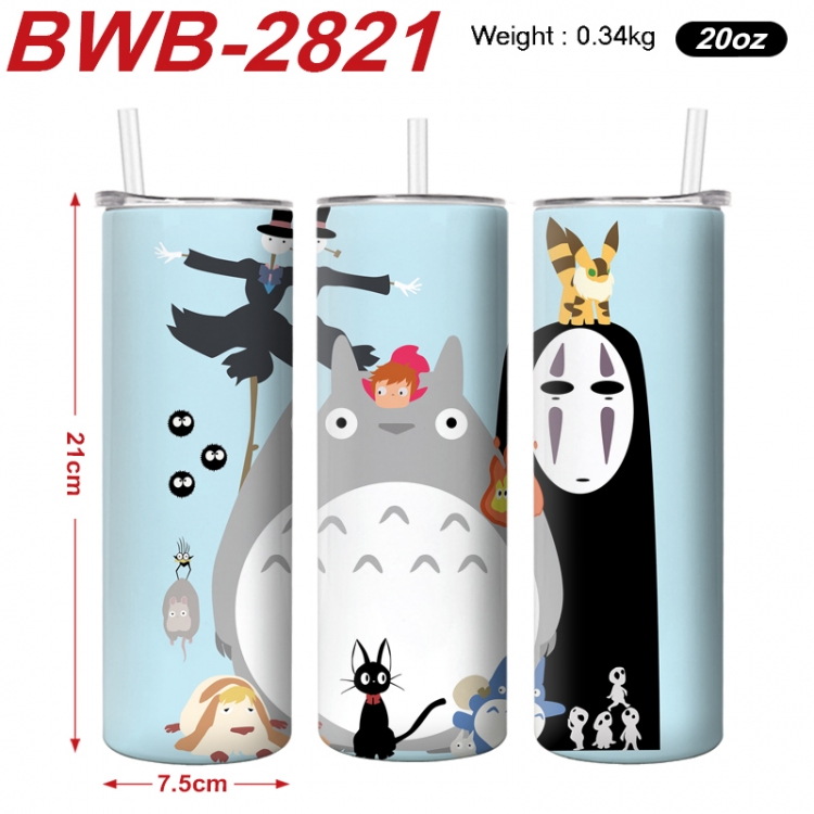 TOTORO Anime printing insulation cup straw cup 21X7.5CM BWB-2821A