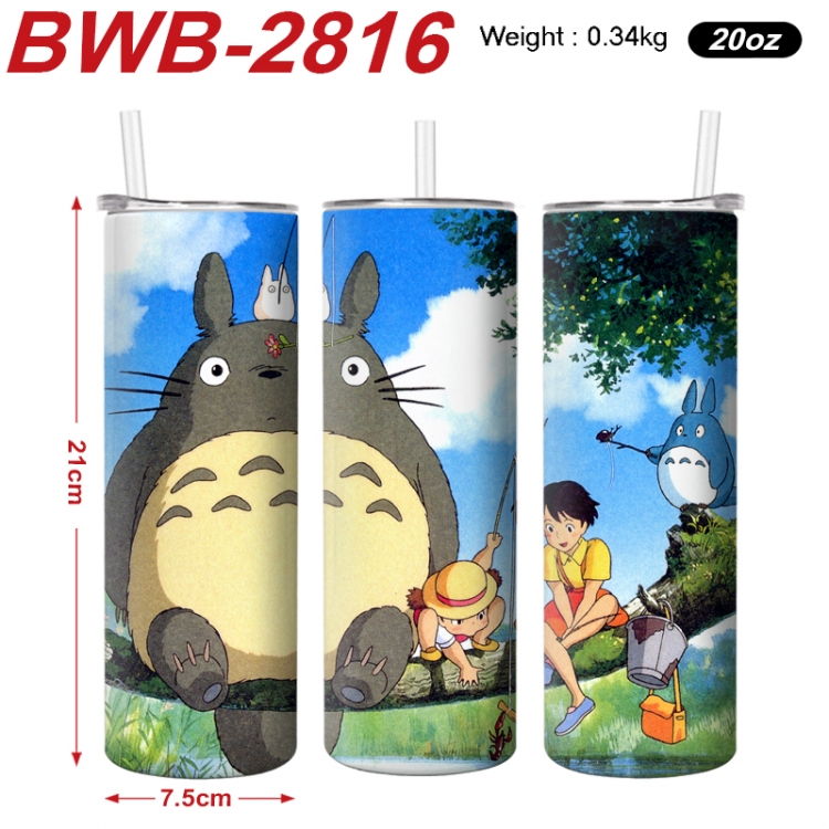 TOTORO Anime printing insulation cup straw cup 21X7.5CM BWB-2816A