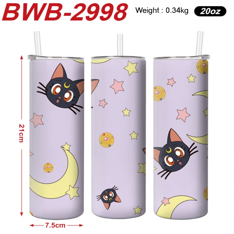 sailormoon Anime printing insulation cup straw cup 21X7.5CM BWB-2998A