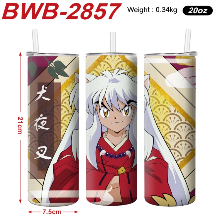 Inuyasha Anime printing insulation cup straw cup 21X7.5CM BWB-2857A