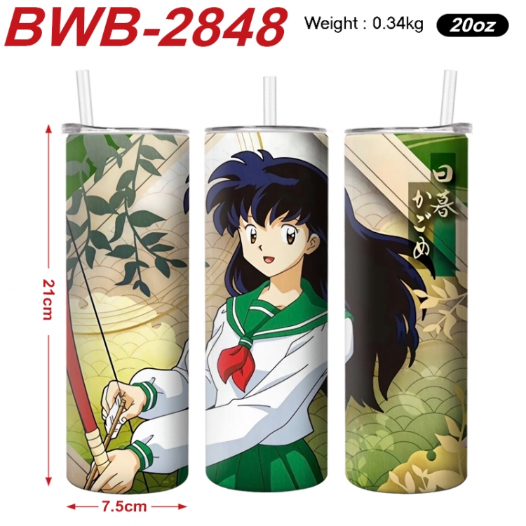 Inuyasha Anime printing insulation cup straw cup 21X7.5CM BWB-2848A