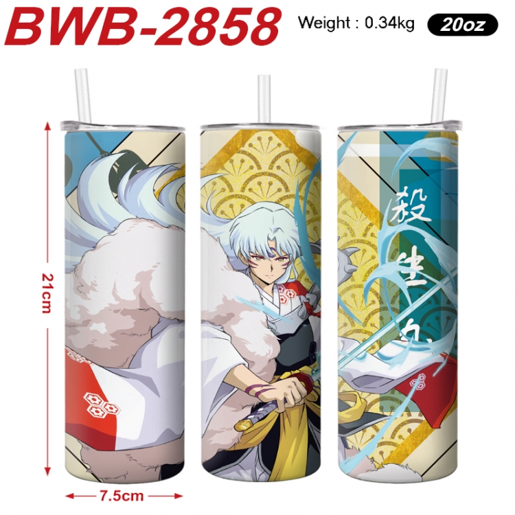 Inuyasha Anime printing insulation cup straw cup 21X7.5CM BWB-2858A