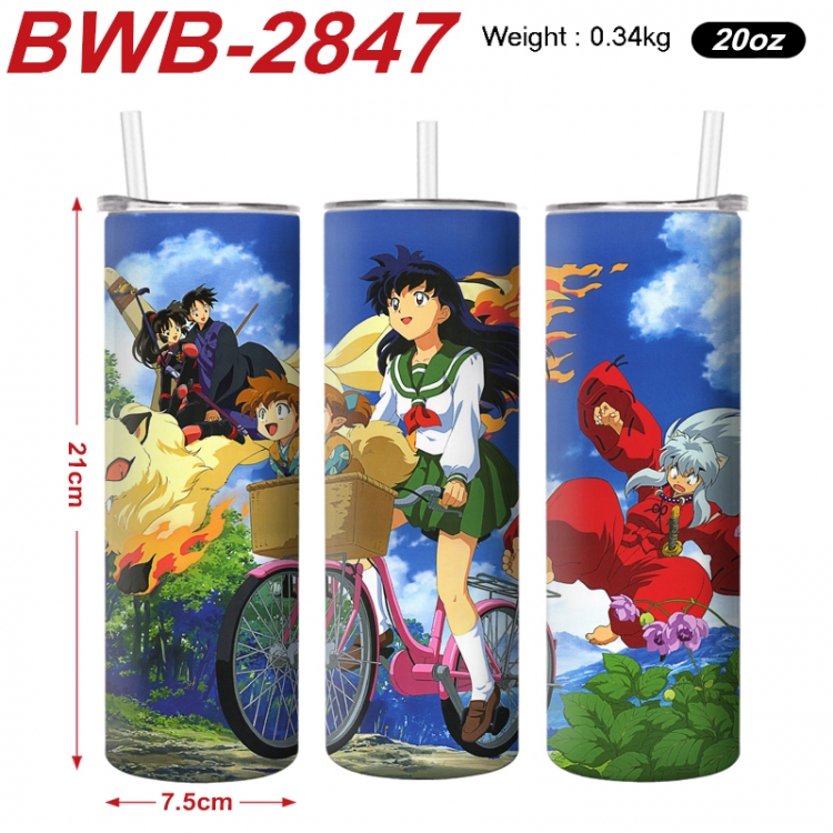 Inuyasha Anime printing insulation cup straw cup 21X7.5CM BWB-2847A