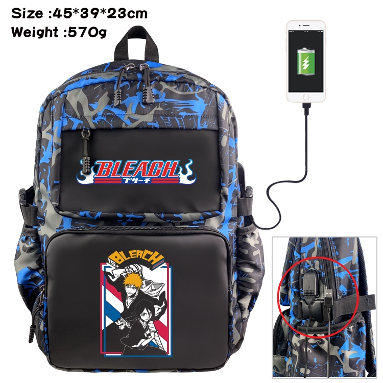 Bleach Anime waterproof nylon camouflage backpack School Bag 45X39X23CM