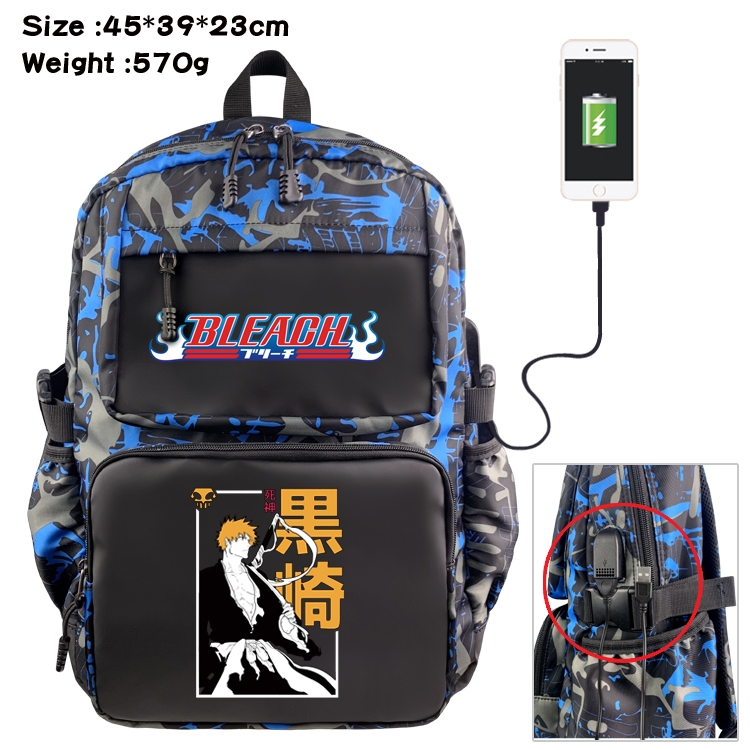 Bleach Anime waterproof nylon camouflage backpack School Bag 45X39X23CM