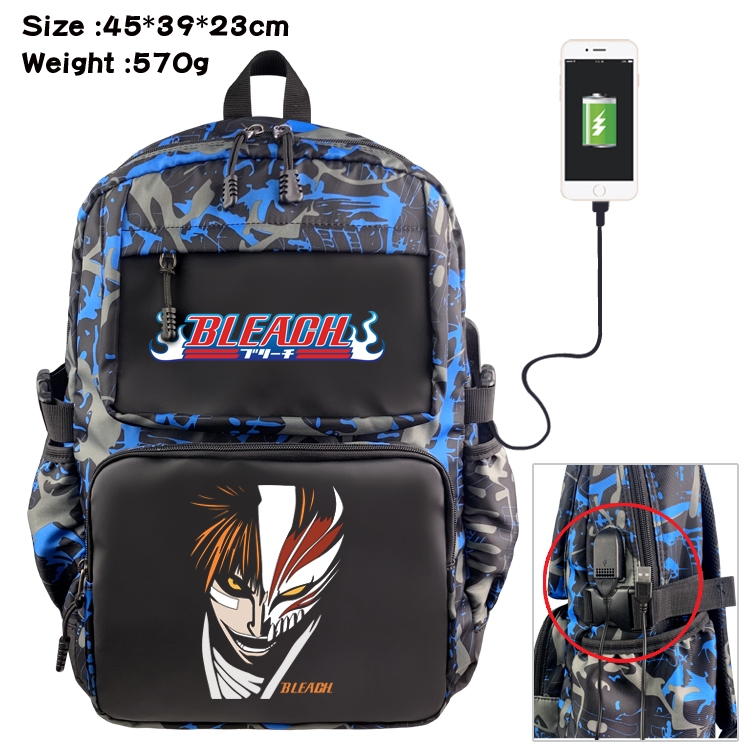 Bleach Anime waterproof nylon camouflage backpack School Bag 45X39X23CM