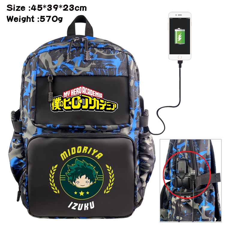 My Hero Academia Anime waterproof nylon camouflage backpack School Bag 45X39X23CM