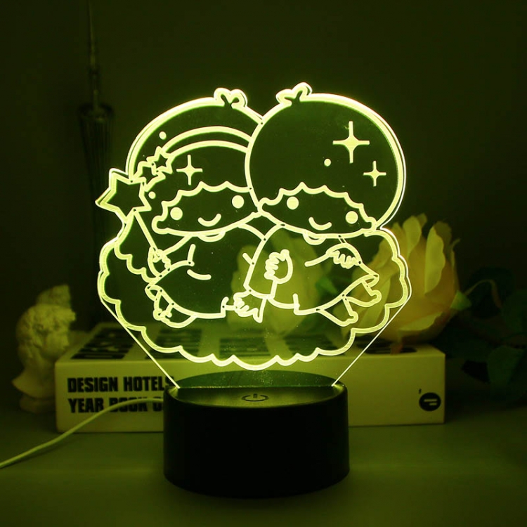 Gemini 3D night light USB touch switch colorful acrylic table lamp BLACK BASE