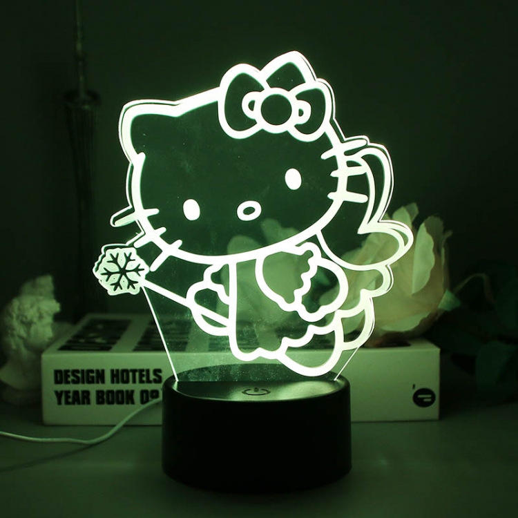 Hello Kitty 3D night light USB touch switch colorful acrylic table lamp BLACK BASE