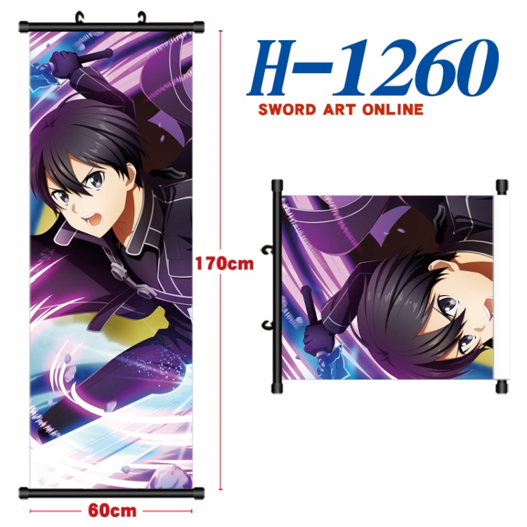 Sword Art Online Black plastic rod cloth hanging canvas painting Wall Scroll 60x170cm  H-1260A