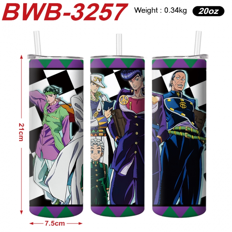 JoJos Bizarre Adventure Anime printing insulation cup straw cup 21X7.5CM  BWB-3257A
