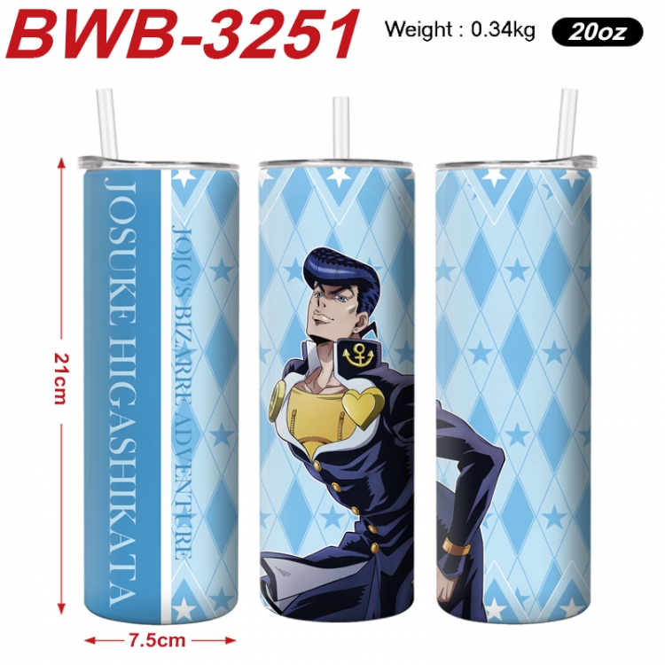 JoJos Bizarre Adventure Anime printing insulation cup straw cup 21X7.5CM  BWB-3251A