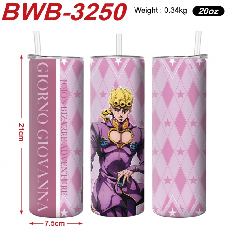 JoJos Bizarre Adventure Anime printing insulation cup straw cup 21X7.5CM  BWB-3250A