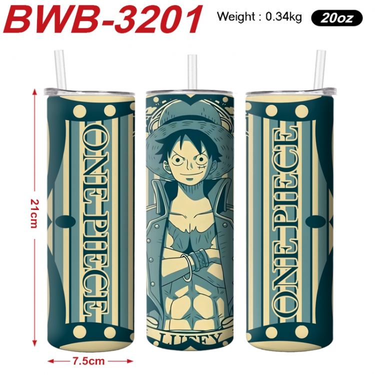 One Piece Anime printing insulation cup straw cup 21X7.5CM BWB-3201A