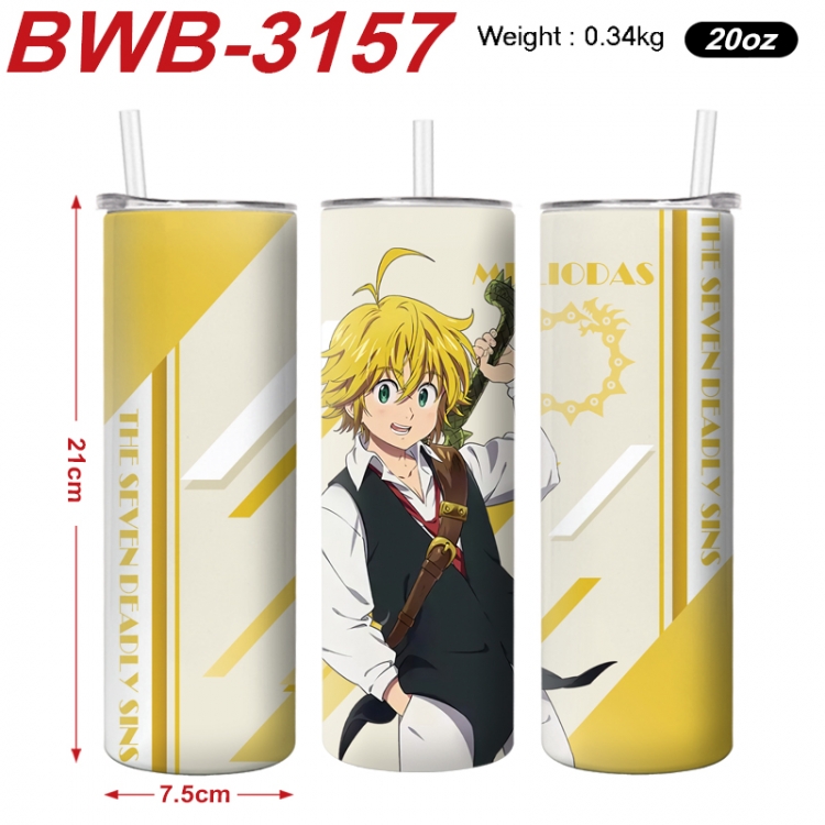 The Seven Deadly Sins Anime printing insulation cup straw cup 21X7.5CM BWB-3157A