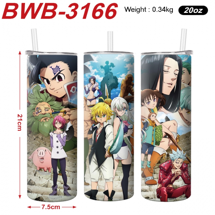 The Seven Deadly Sins Anime printing insulation cup straw cup 21X7.5CM BWB-3166A