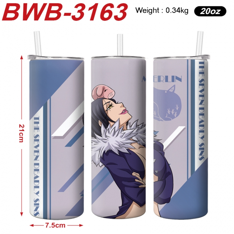 The Seven Deadly Sins Anime printing insulation cup straw cup 21X7.5CM BWB-3163A