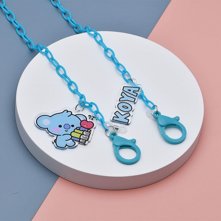 BTS BT21 Acrylic colored PVC eyewear chain with anti loss and anti slip neck mask chain 58cm price for 10 pcs