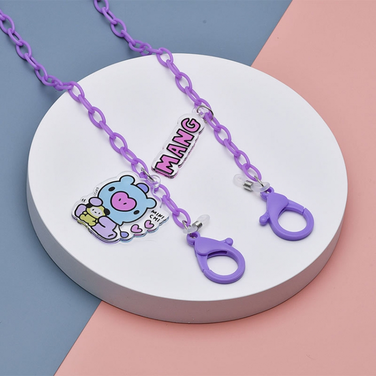 BTS BT21 Acrylic colored PVC eyewear chain with anti loss and anti slip neck mask chain 58cm price for 10 pcs