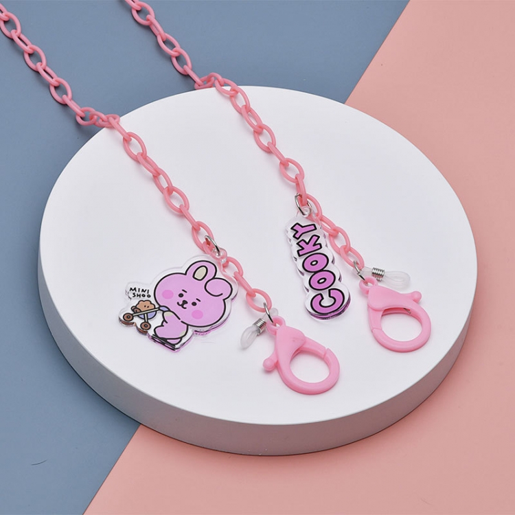 BTS BT21 Acrylic colored PVC eyewear chain with anti loss and anti slip neck mask chain 58cm price for 10 pcs