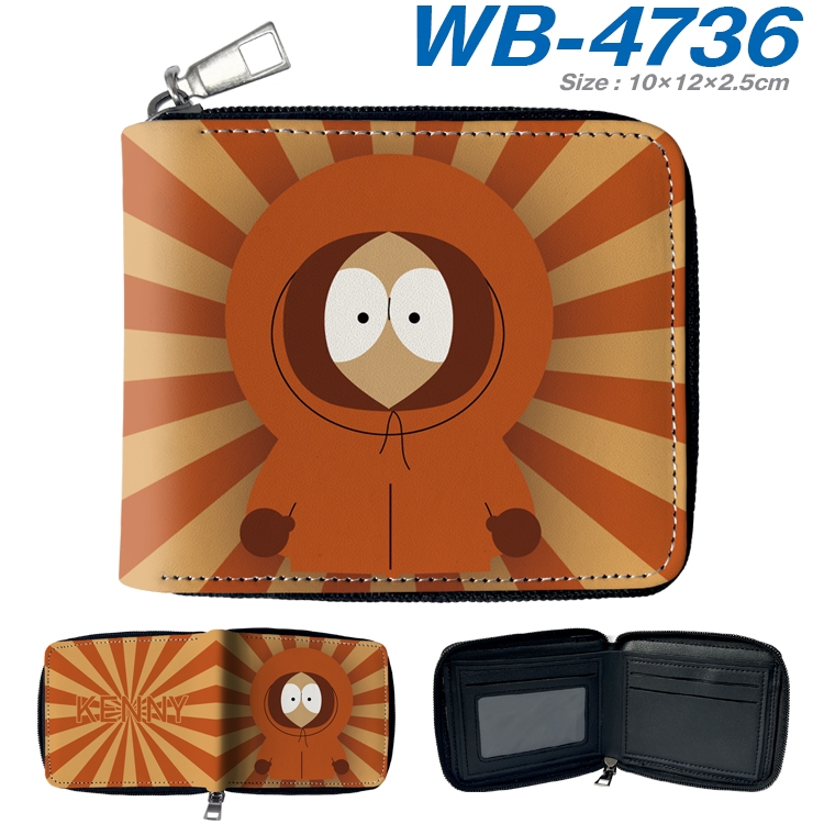 South Park Anime color short full zip folding wallet 10x12x2.5cm WB-4736A