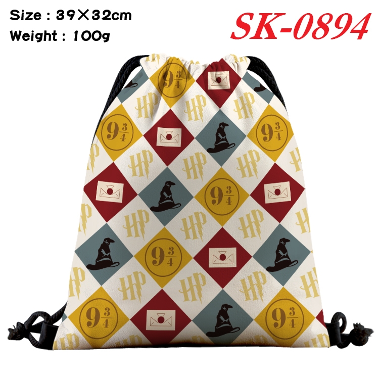 Harry Potter cartoon Waterproof Nylon Full Color Drawstring Pocket 39x32cm  SK-0894