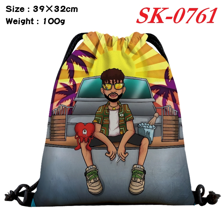 Bad Bunny cartoon Waterproof Nylon Full Color Drawstring Pocket 39x32cm  SK-0761