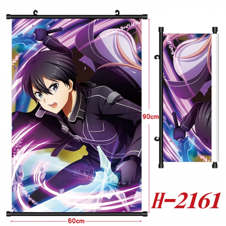 Sword Art Online Anime Black Plastic Rod Canvas Painting Wall Scroll 60X90CM H-2161A
